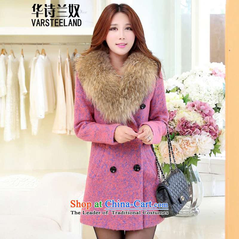 China, slave2015 Fall_Winter Collections of autumn, the new Korean version in the medium to long term, Sau San Mao jacket for the bold? Nagymaros spend? female Z329 gross coats rose redXXL