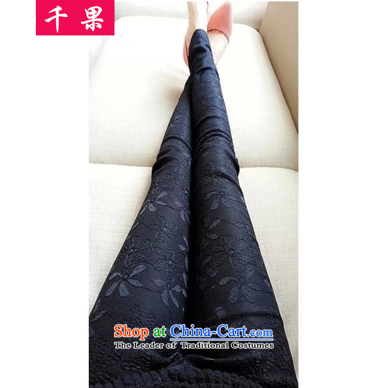 Thousands of autumn and winter fruit new to xl elastic waist trousers, forming the lace Sau San Fat mm maximum code trousers ladies pants high elastic waist trousers pin skinny graphics 2103 Black?3XL160-180 around 922.747