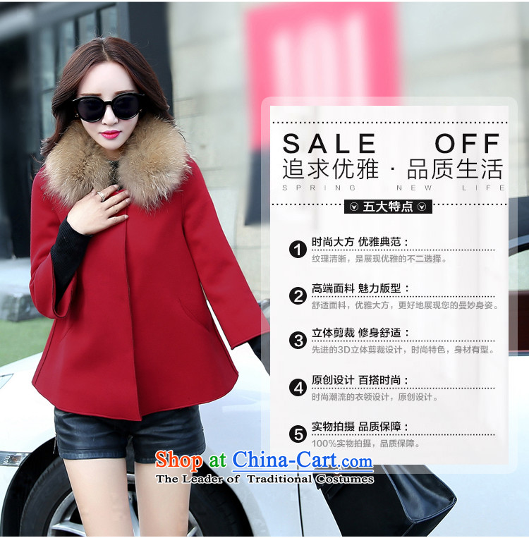 The easel Dance 2015 autumn and winter new Korean women's gross shortage of female jacket? 7 Cuff Wild Hair? shawl Doo-fung coats RED M picture, prices, brand platters! The elections are supplied in the national character of distribution, so action, buy now enjoy more preferential! As soon as possible.