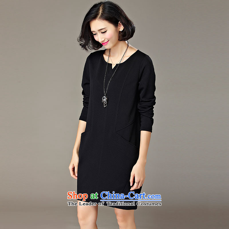 The United States and the Golan RHEA MEIYUAN Korean autumn 2015 to increase the number of women with thick mm loose video thin charming V-Neck trendy and comfortable wear long-sleeved dresses female Black V-Neck 5XL  recommendations 180-200, American RHEA MEIYUAN (MEIGEZHENPIN Golan) , , , shopping on the Internet