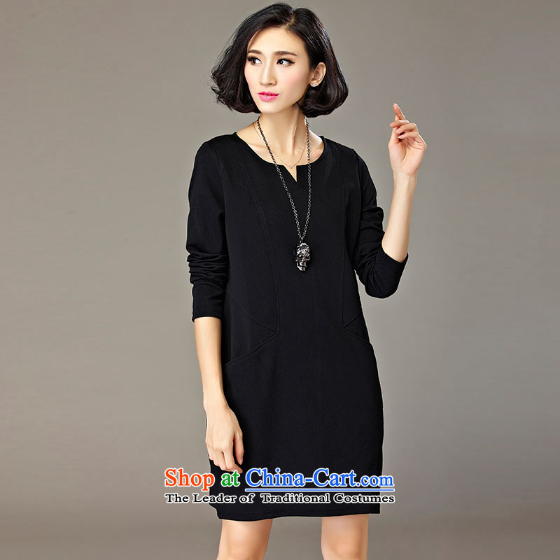 The United States and the Golan RHEA MEIYUAN Korean autumn 2015 to increase the number of women with thick mm loose video thin charming V-Neck trendy and comfortable wear long-sleeved dresses female Black V-Neck 5XL  recommendations 180-200, American RHEA MEIYUAN (MEIGEZHENPIN Golan) , , , shopping on the Internet