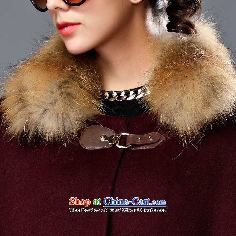 Youth Yi So 2015 Winter Western female body hair is decorated jacket with thin hair for video single row detained short of female wine red cloak? M, youth (qingchunyiran Yi) , , , shopping on the Internet