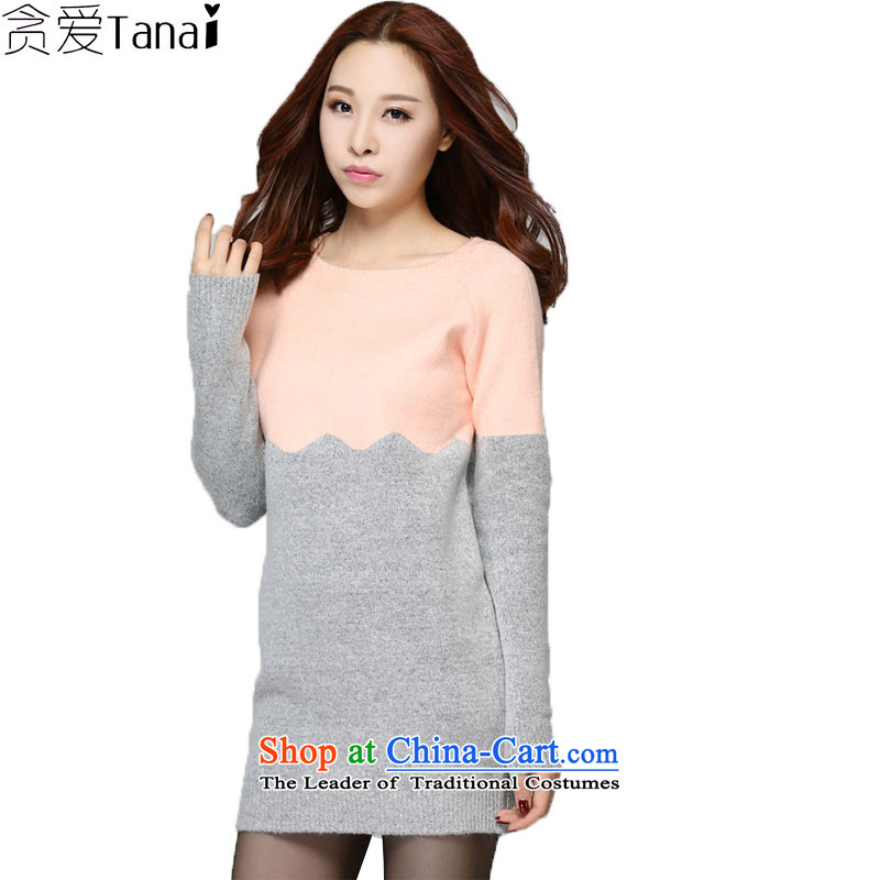 Indulge larger women 2015 winter thick mm to xl woolen pullover knitted dresses apricot?XXXL 3802