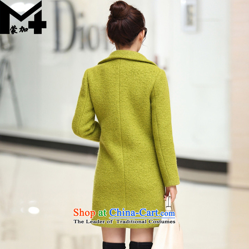 With the autumn and winter new for women Korean Solid Color Marker-jacket in gross? long trend of women a wool coat with , , , M green shopping on the Internet