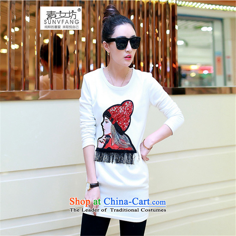 Motome square thick sister larger women forming the autumn and winter thick clothes for autumn and winter 2015 new stamp in the large long-sleeved T-shirt, long thick black T-shirt, forming the lint-free 2XL recommendations 120-140, of weight female squar