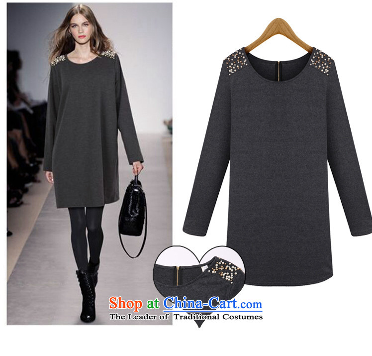 2015 Fall/Winter Collections new Korean version of large numbers of ladies thick MM loose, Hin thin, thick thick sister 200 catties, long long-sleeved shirt, forming the thick dresses carbon XXXXL picture, prices, brand platters! The elections are supplied in the national character of distribution, so action, buy now enjoy more preferential! As soon as possible.