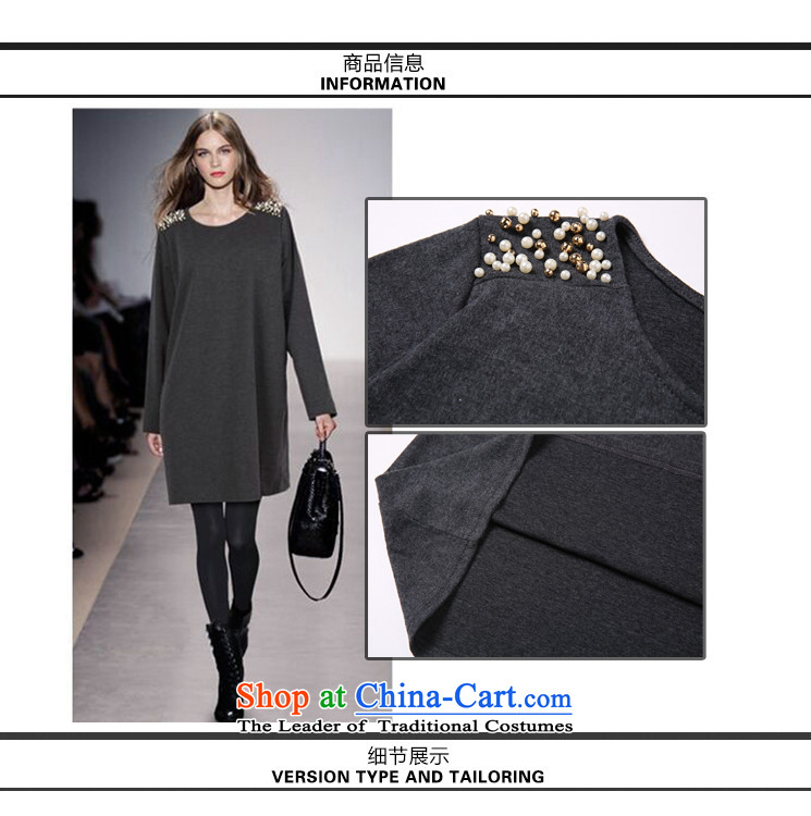 2015 Fall/Winter Collections new Korean version of large numbers of ladies thick MM loose, Hin thin, thick thick sister 200 catties, long long-sleeved shirt, forming the thick dresses carbon XXXXL picture, prices, brand platters! The elections are supplied in the national character of distribution, so action, buy now enjoy more preferential! As soon as possible.