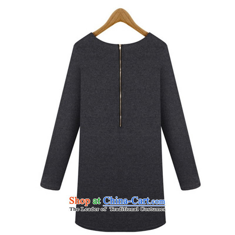 2015 Fall/Winter Collections new Korean version of large numbers of ladies thick MM loose, Hin thin, thick thick sister 200 catties, long long-sleeved shirt, forming the thick dresses XXXXL, carbon (tide line collar LINXCR) , , , shopping on the Internet