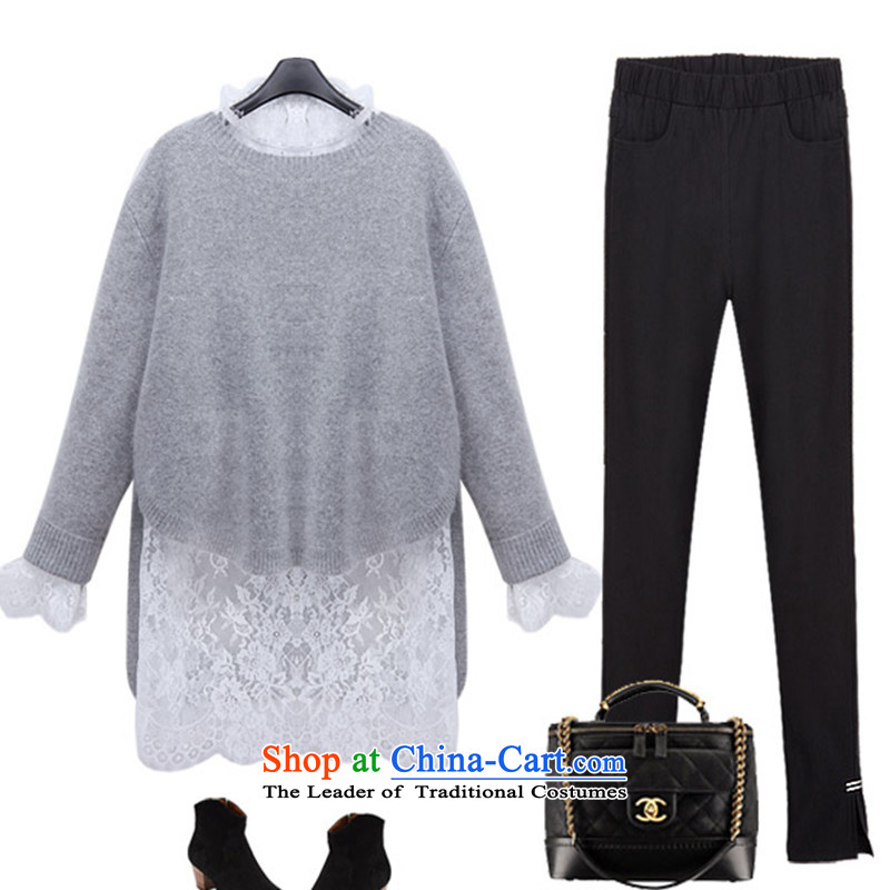 2015 Fall/Winter Collections new Korean version of large numbers of ladies thick MM loose, Hin thin, thick Knitted Shirt thick sister 200 catties in long thick sweater jacket and two kits XXXXXL, witch (YOJINJN) , , , shopping on the Internet