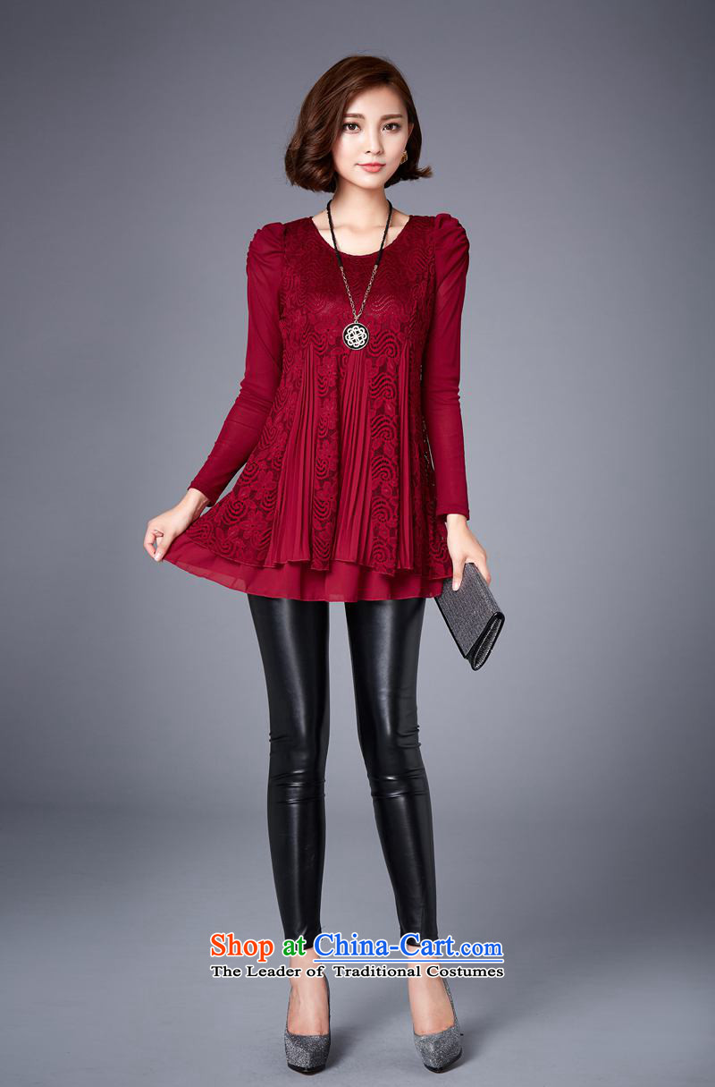Gigi Lai Ki 2015 won the autumn and winter new larger female thick MM loose video thin plus lint-free, forming the dresses, wine red XXXL 964 pictures, prices, brand platters! The elections are supplied in the national character of distribution, so action, buy now enjoy more preferential! As soon as possible.