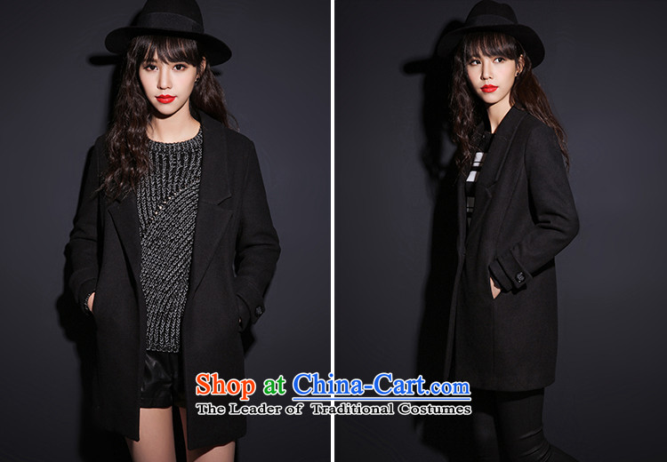 7 2015 New winter Princess Returning Pearl a grain of detained black mid-long coats black  S pictures?, prices, brand platters! The elections are supplied in the national character of distribution, so action, buy now enjoy more preferential! As soon as possible.