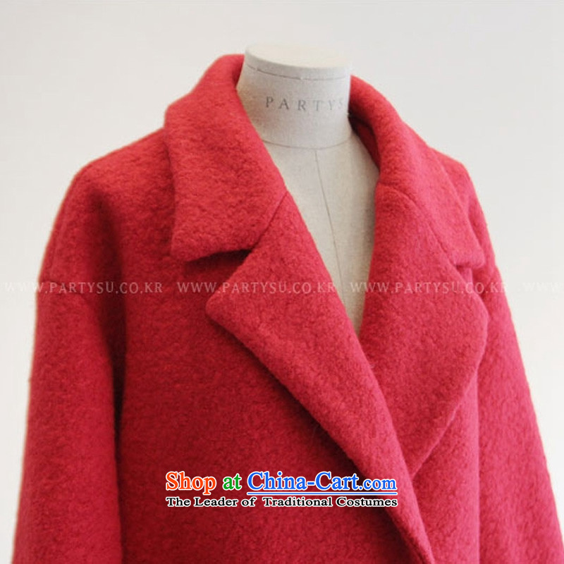 The Korean version of the 2015 incentive stylish women autumn and winter new Korean Dongdaemun pure colors in the long straight thin thick wool is video windbreaker jacket coat to gross for red , L, Mano Incentives , , , shopping on the Internet
