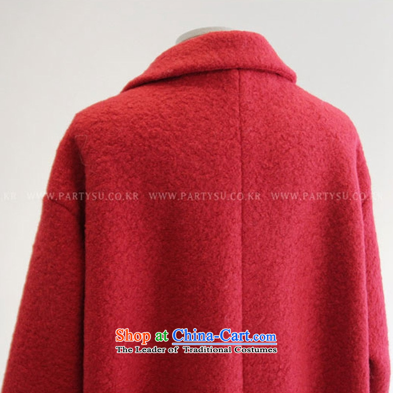 The Korean version of the 2015 incentive stylish women autumn and winter new Korean Dongdaemun pure colors in the long straight thin thick wool is video windbreaker jacket coat to gross for red , L, Mano Incentives , , , shopping on the Internet