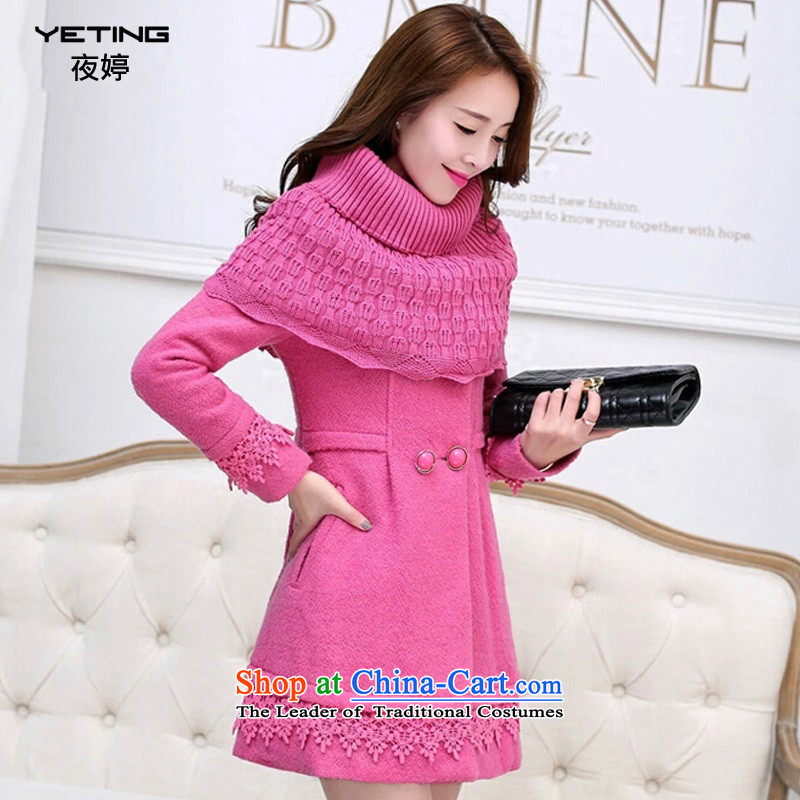 Night-ting 2015 winter clothing new lace stitching coats, wool? long hair a jacket Sau San M1520 girl in red M Night-ting shopping on the Internet has been pressed.