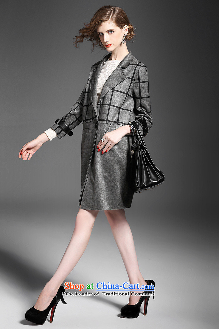 The Moonlight stone fall for women to the British Grid suits lapel straight in Sau San long wind jacket 5700 gray M picture, prices, brand platters! The elections are supplied in the national character of distribution, so action, buy now enjoy more preferential! As soon as possible.