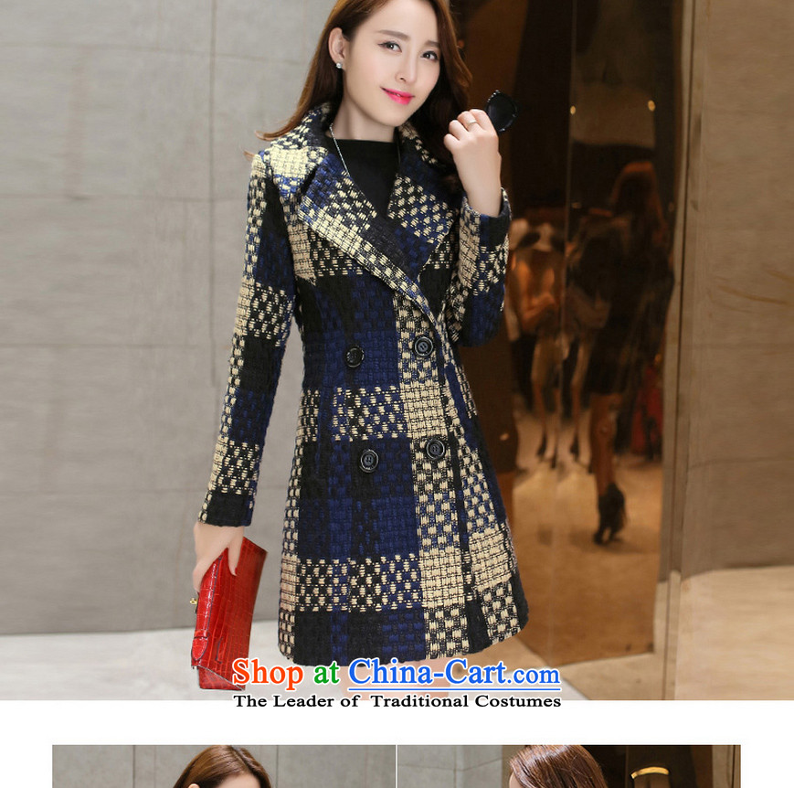 Pai Cheng Kai li 2015 autumn and winter new Korean version in the Sau San long latticed rough tweed woolen cloth woven wool coat female possession? Cyan M picture, prices, brand platters! The elections are supplied in the national character of distribution, so action, buy now enjoy more preferential! As soon as possible.