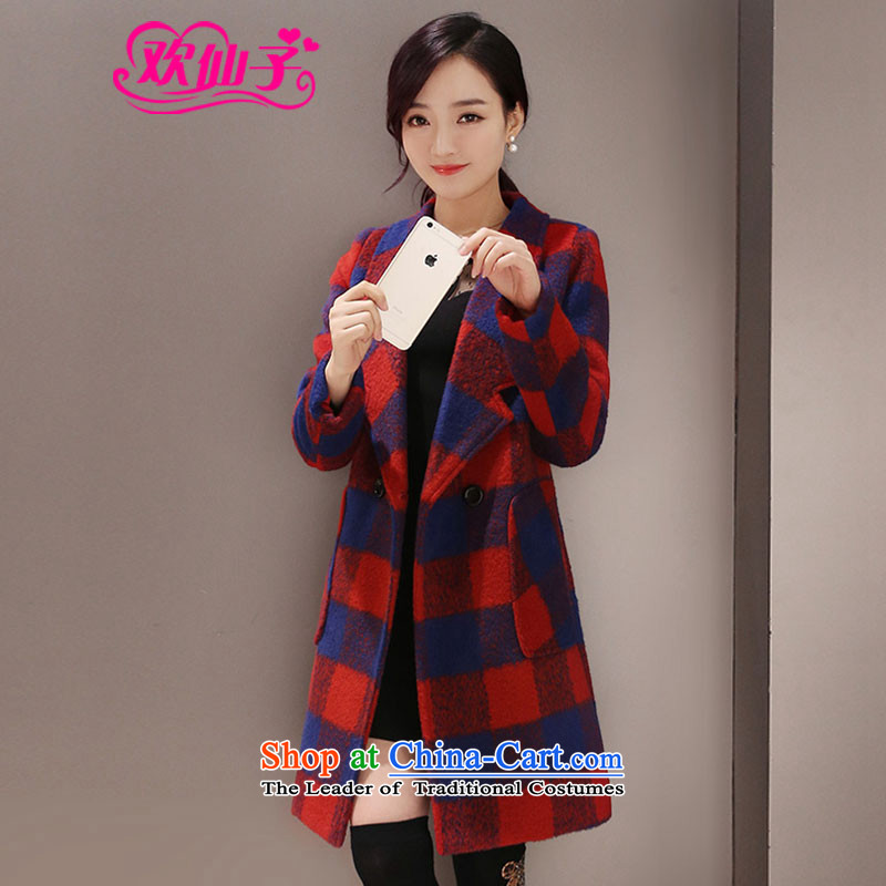 However beautifulWinter 2015 new Korean compartment long thick hair? coats of red, blue and 5,515 female colorL