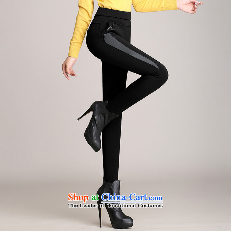So clearly to xl women wear trousers 2015 autumn and winter plus lint-free high-thick waist PU stitching elastic wild castor trouser press trousers 8510 Black Large Code 4XL 180 staff of around 922.747, (smeilovly) , , , shopping on the Internet