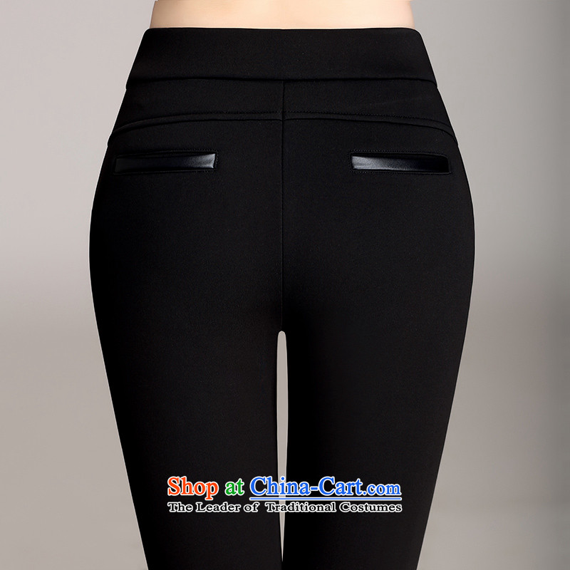 So clearly to xl women wear trousers 2015 autumn and winter plus lint-free high-thick waist PU stitching elastic wild castor trouser press trousers 8510 Black Large Code 4XL 180 staff of around 922.747, (smeilovly) , , , shopping on the Internet