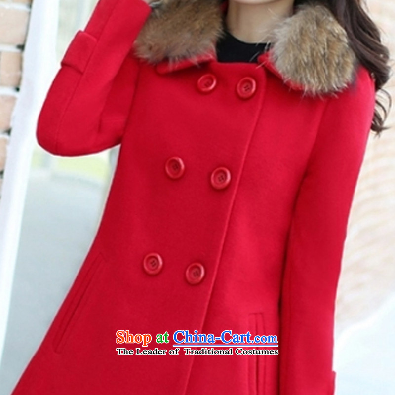 The 2015 autumn and winter 莜 new retro version korea long hair? female YLM244 jacket coat red l,youcca.l,,, shopping on the Internet