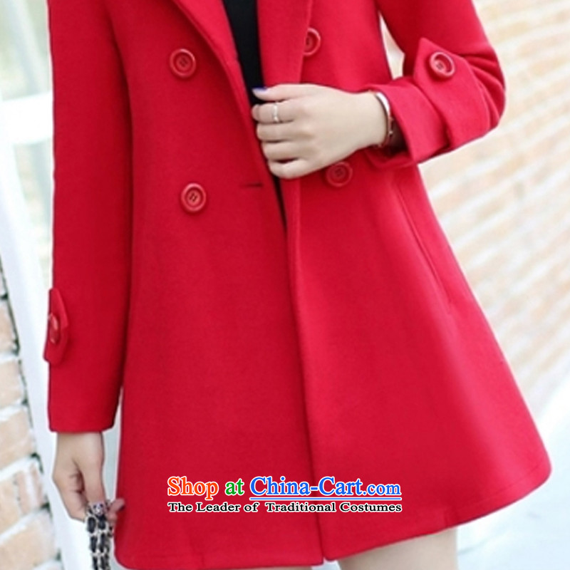 The 2015 autumn and winter 莜 new retro version korea long hair? female YLM244 jacket coat red l,youcca.l,,, shopping on the Internet