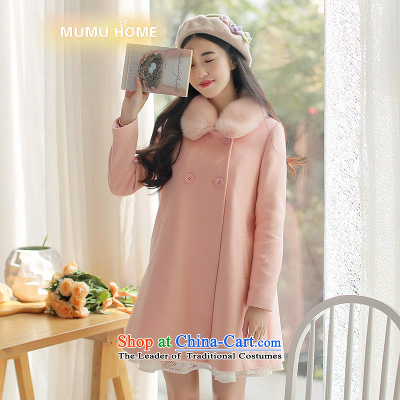 Wood home .2015 winter clothing new date of Sweet child for double-removable for A relaxd Maomao large gross? 15 December pink jacket sunrise volume?S