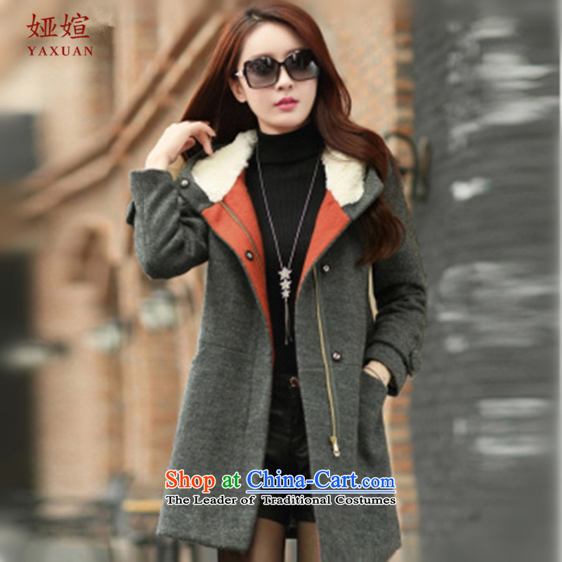 Ah-tsu? 2015 Autumn coats new for women in the thick Korean long coats gross?? jacket female autumn?D002?Gray?L