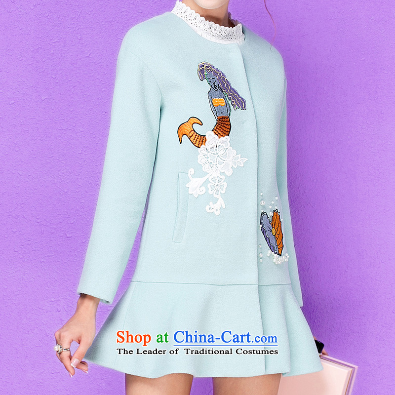 The Secretary for Health-care 2015 Ms. OSCE winter new stylish long-sleeved Washable Wool embroidery nail pearl billowy flounces gross? 10118 mint green s,olrain,,, jacket shopping on the Internet