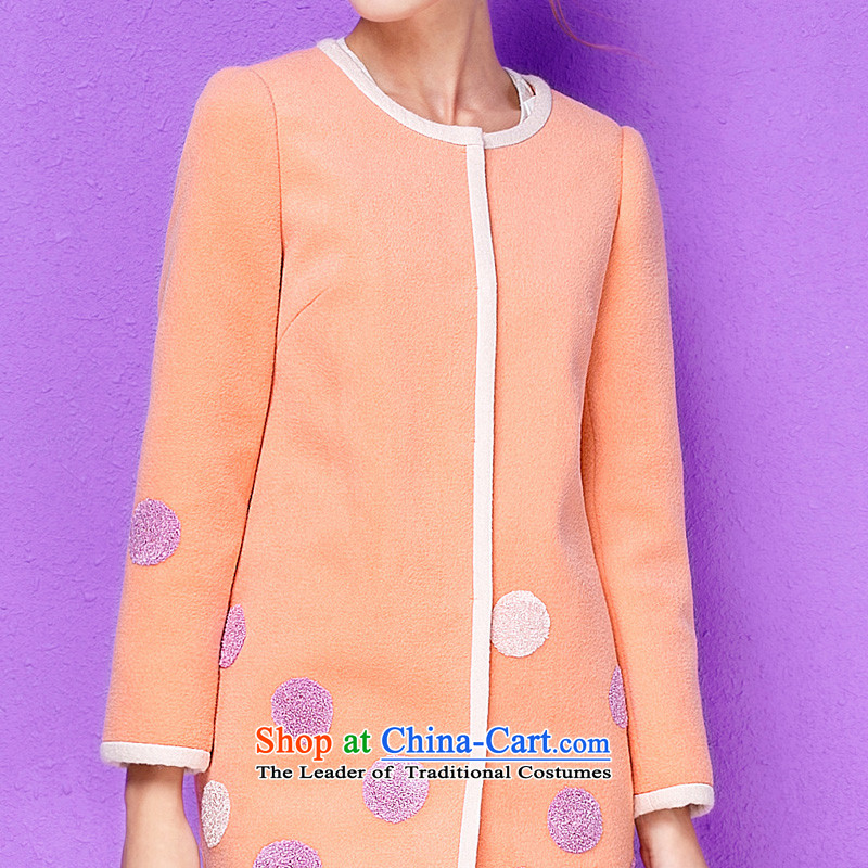 The Secretary for Health-care 2015 Ms. OSCE winter new long-sleeved round-neck collar edge knots wave package point embroidery wool a jacket light orange m,olrain,,, 10111 shopping on the Internet