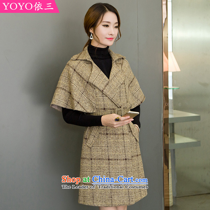 The YOYO optimization with 2015 Winter stylish style charm new Wild Hair??V1729 jacket coat?yellow?L