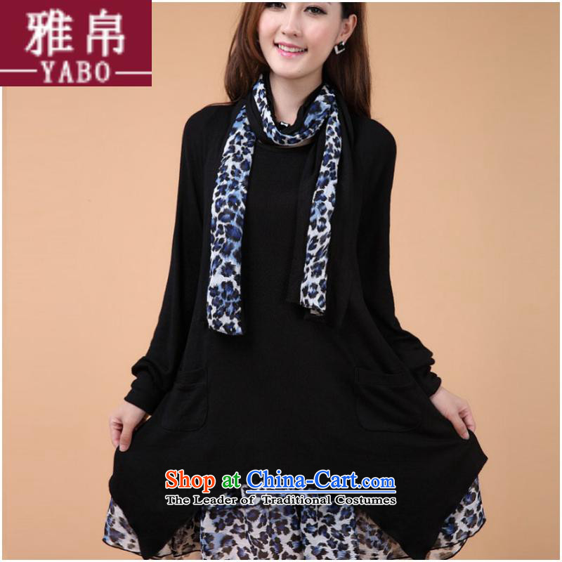 Large 2015 9Nga female Korean Fall/Winter Collections to xl skirts leave two Leopard woolen knitted dresses 431 Black XL, Nga Friendship Shopping on the Internet has been pressed.