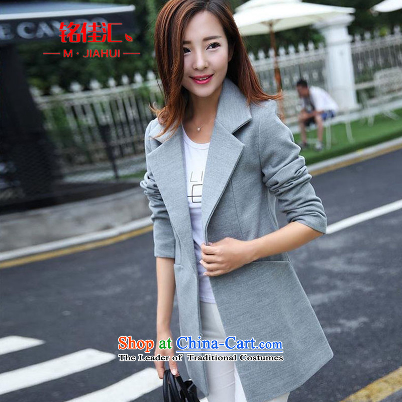Martin Lee Kai 2015 new Korean version of Western business suits for larger gross female autumn and winter coats? 8832 Light GrayM