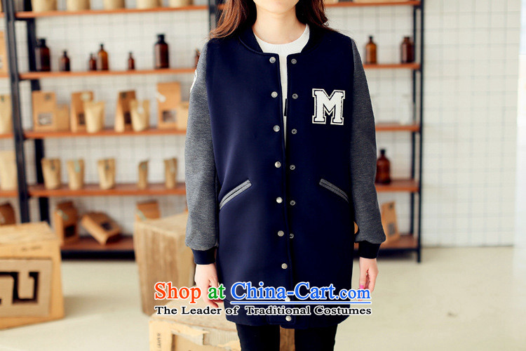 2015 Autumn winter new Korean version of large numbers of ladies thick MM loose, Hin thin, thick thick sister in long thick plus lint-free baseball uniform preppy sweater jacket blue S picture, prices, brand platters! The elections are supplied in the national character of distribution, so action, buy now enjoy more preferential! As soon as possible.