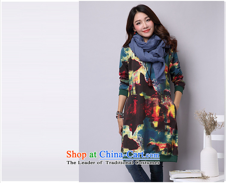 2015 Autumn and Winter Korea MEISUDI version of large numbers of ladies thick mm loose video thin plus lint-free in warm Thick Long sweater t-shirt dresses green M picture, prices, brand platters! The elections are supplied in the national character of distribution, so action, buy now enjoy more preferential! As soon as possible.