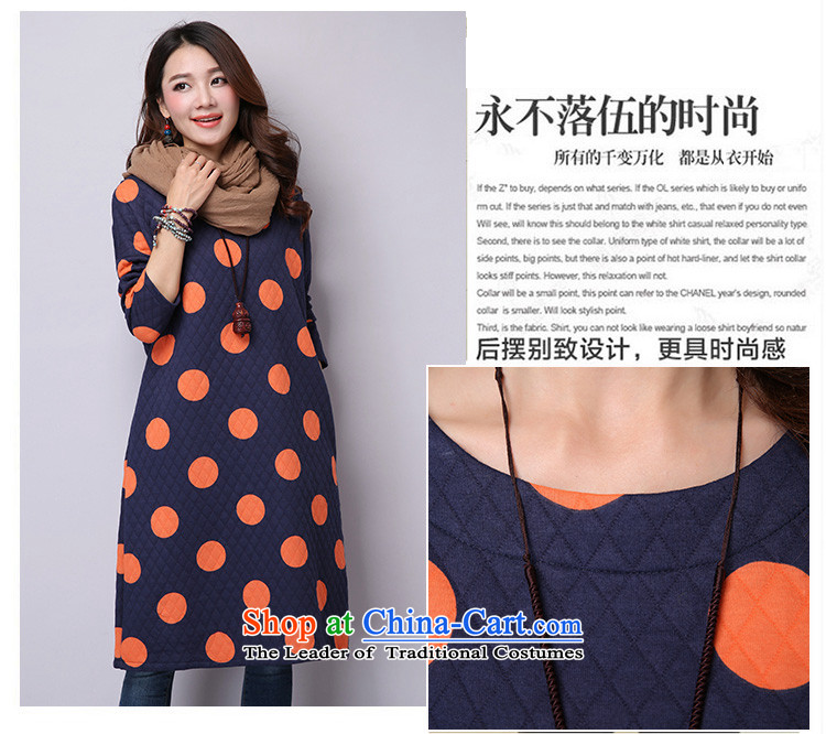 2015 Autumn and Winter Korea MEISUDI version of large numbers of ladies wave point in thin graphics loose reinforcement of literary and artistic temperament, forming the long-sleeved dresses White XL Photo, prices, brand platters! The elections are supplied in the national character of distribution, so action, buy now enjoy more preferential! As soon as possible.