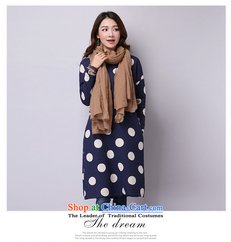 2015 Autumn and Winter Korea MEISUDI version of large numbers of ladies wave point in thin graphics loose reinforcement of literary and artistic temperament, forming the long-sleeved dresses White XL Photo, prices, brand platters! The elections are supplied in the national character of distribution, so action, buy now enjoy more preferential! As soon as possible.