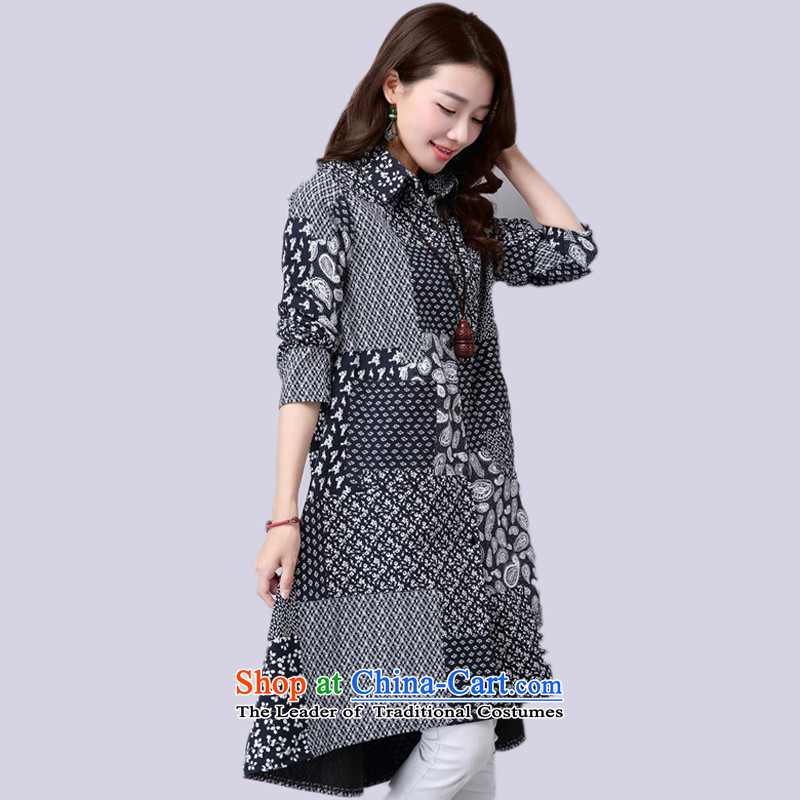 2015 Autumn and Winter Korea MEISUDI version of large numbers of ladies in literary and artistic floral long loose video thin temperament plus extra thick coat long-sleeved shirt, lint-free wine red XXL, MISO (MEISUDI) , , , shopping on the Internet