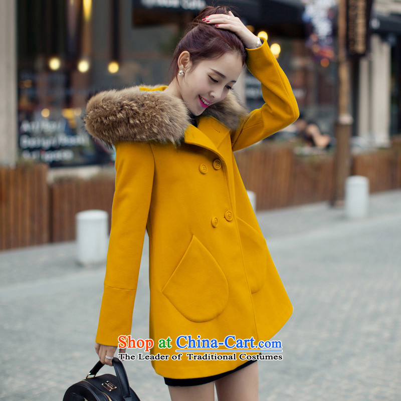 Ms. Sin has a 2015 Autumn new goddess of van gross jacket version won? long overcoat for women in red to ultra-Nagymaros collar M sin has shopping on the Internet has been pressed.