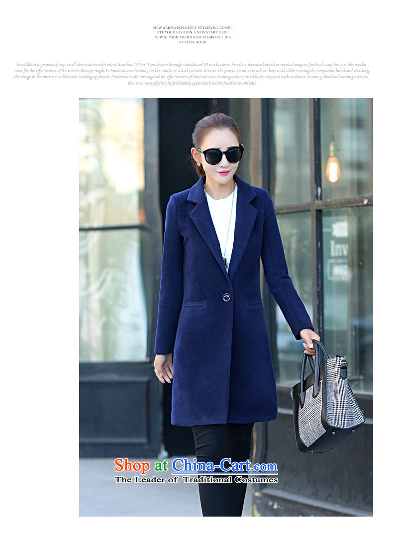 Cioni 2015 winter on new Korean girl in gross? jacket long solid color graphics thin Connie sub-Sau San coats female han bum navy M picture, prices, brand platters! The elections are supplied in the national character of distribution, so action, buy now enjoy more preferential! As soon as possible.