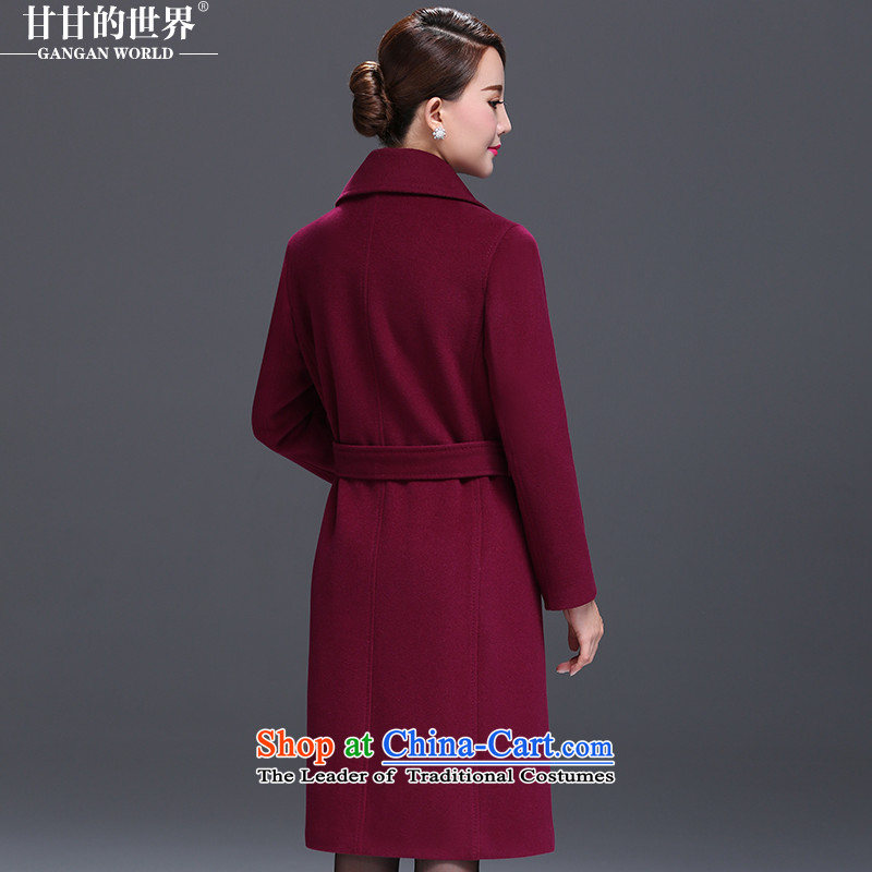 Gangan world gross jacket female long? 2015 autumn and winter new middle-aged female replace replace larger then mother coat rose purple XXL, GANGAN WORLD (WORLD).... GANGAN shopping on the Internet