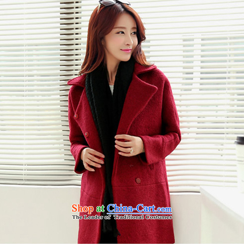 The Korean version of the stylish pure color, wine red cloak gross? S, Xin, Chemist (XINYARAN) , , , shopping on the Internet
