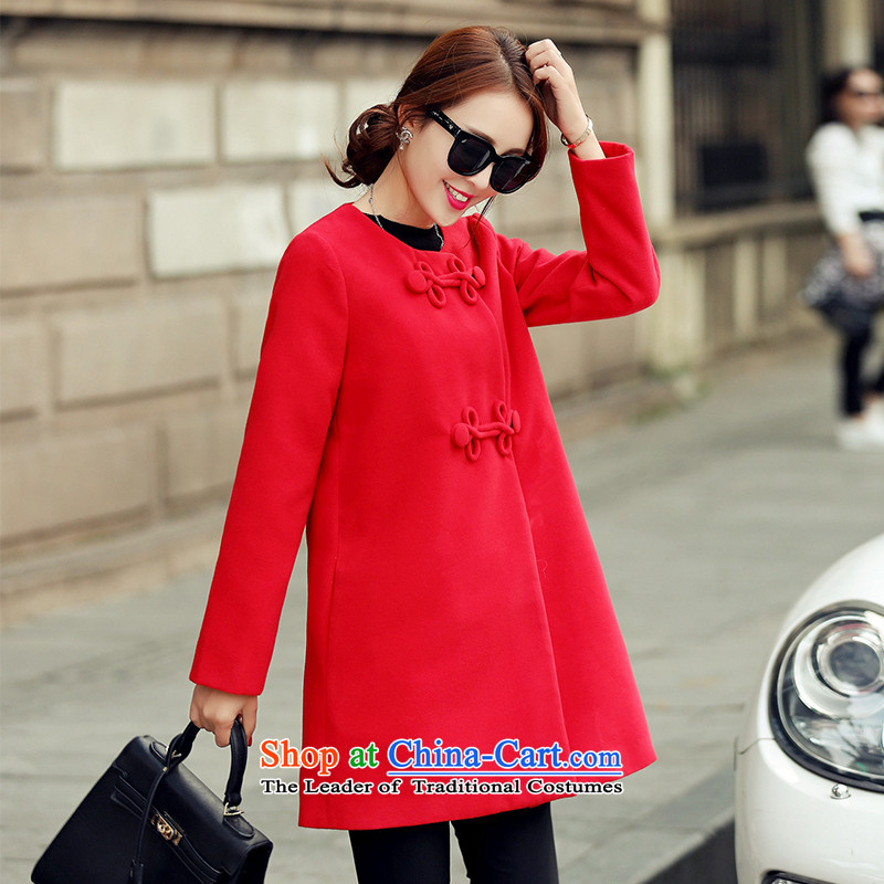 The original days Sang-mi autumn and winter 2015 new Korean version of a field type, the long hair? a jacket coat CF9501663 female red XL, former Sang-mi (Yt-sm) , , , shopping on the Internet