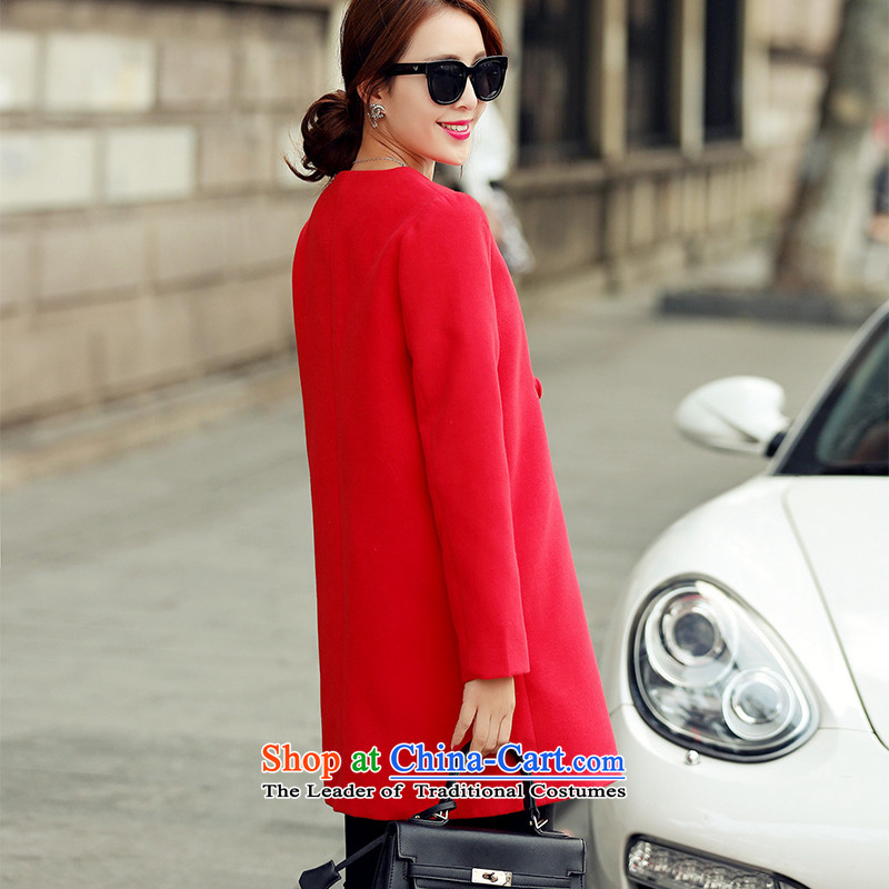The original days Sang-mi autumn and winter 2015 new Korean version of a field type, the long hair? a jacket coat CF9501663 female red XL, former Sang-mi (Yt-sm) , , , shopping on the Internet
