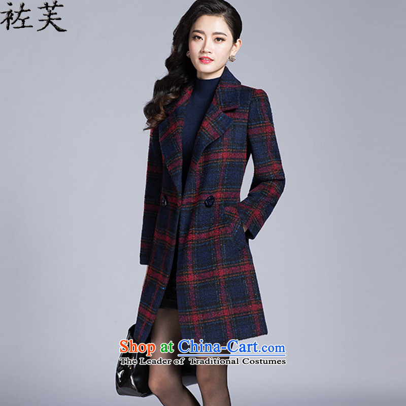 To coat female Њ? 2015 autumn and winter new Korean female jacket? gross in Sau San long coats of female Red Grid??L