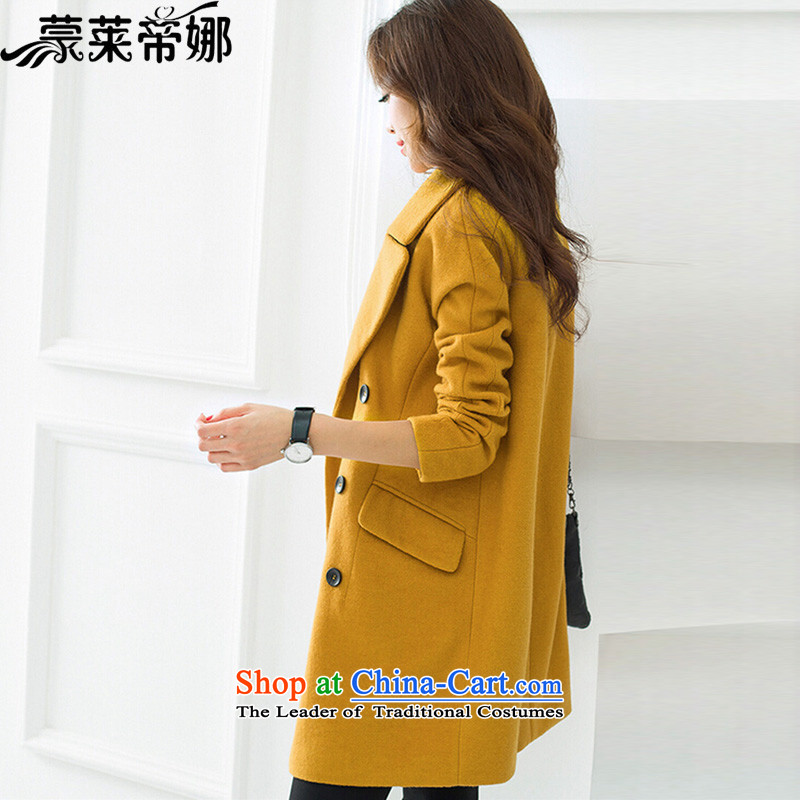 The 2015 Dili Blair Monrovia autumn and winter coats gross new Korean women? boxed loose in a thick long hair? jacket female 829 turmeric yellow , L, Monrovia, Dili na , , , shopping on the Internet