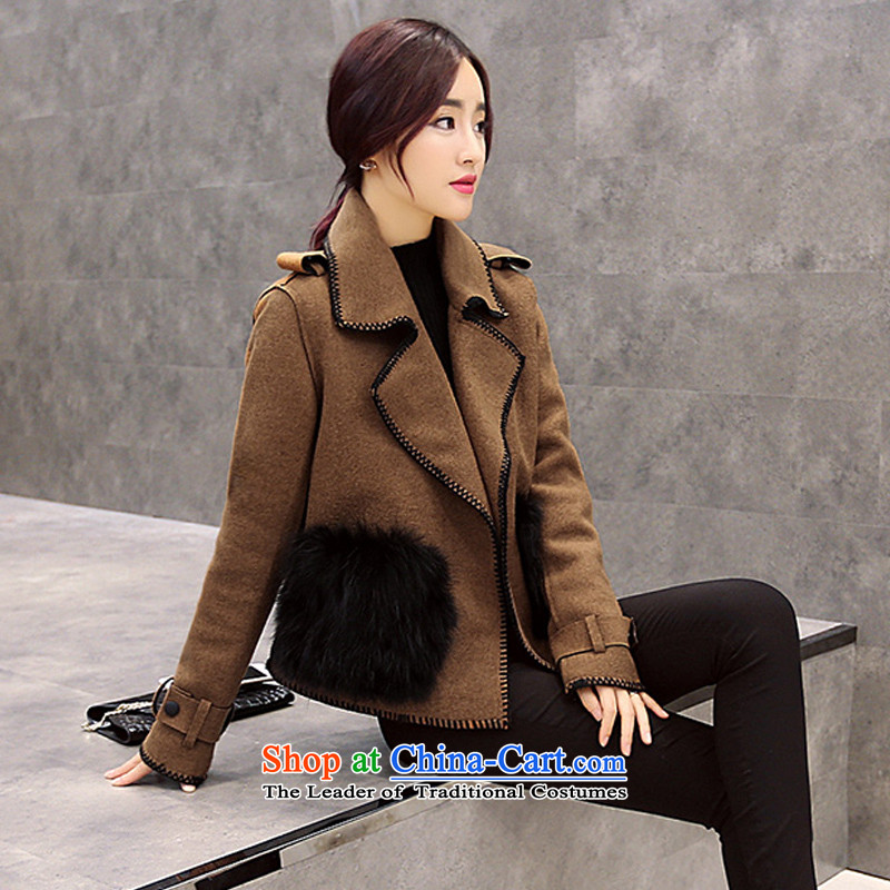 Sin has 2015 winter clothing new Korean citizenry video thin stylish short of Sau San Mao jacket girl and color?   M sin has shopping on the Internet has been pressed.