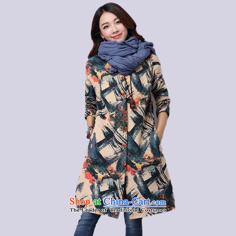 2015 Autumn and Winter Korea MEISUDI version of large numbers of ladies in thick cotton folder stamp long literary loose video thin coat with a light purple XXL, MISO (MEISUDI) , , , shopping on the Internet