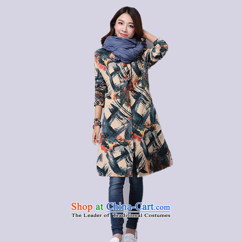 2015 Autumn and Winter Korea MEISUDI version of large numbers of ladies in thick cotton folder stamp long literary loose video thin coat with a light purple XXL, MISO (MEISUDI) , , , shopping on the Internet