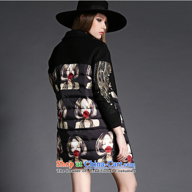 Chino Fumiko larger female winter clothing new loose staples PEARL COTTON-stamp in Ms. long cotton coat female black 3XL 145-165 around 922.747, Chino Mi-ja , , , shopping on the Internet