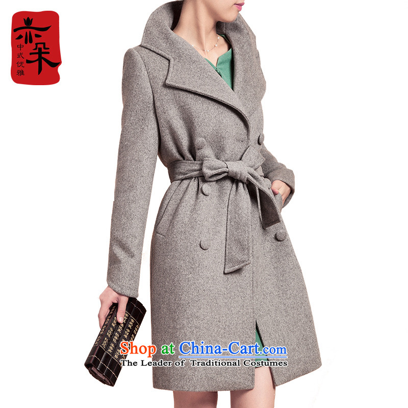 The new 2015 Sau San Mao jacket girl in long? high-end a wool coat larger autumn and winter coats girl marries wool? blue , L, also a shopping on the Internet has been pressed.